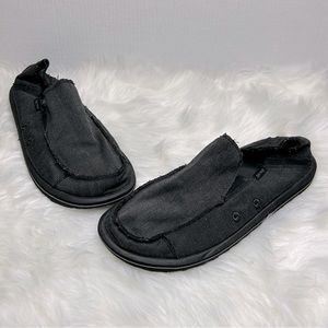 Skechers black gray sidewalk slip on moc loafer shoes size 12